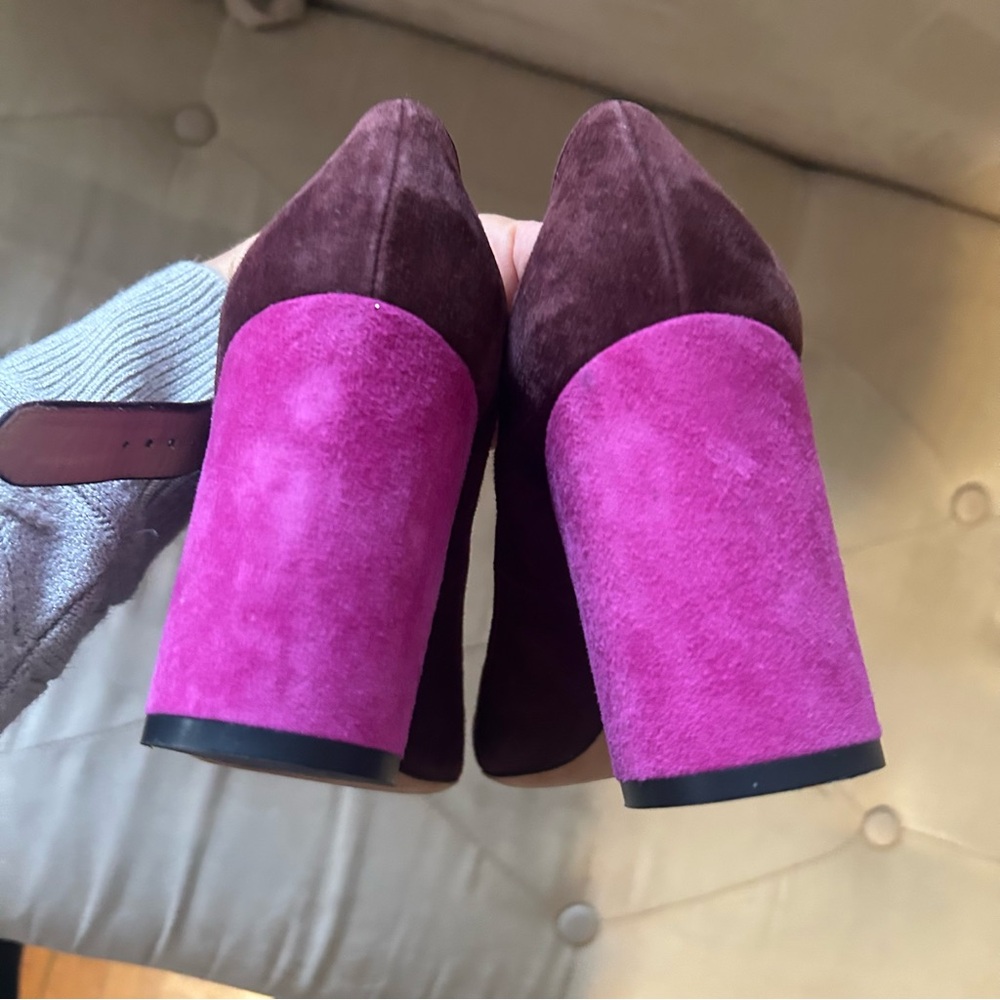 M.Gemi Women’s 37 Colorblock Italian Heel Mary Jane’s Buckle Fuschia Shoes - Picture 6 of 7